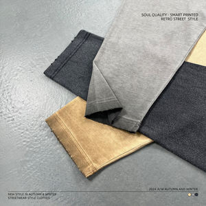 T-shirt personalizzata 275g a maniche lunghe con fondo inverso e colore fritto con fondo rovesciato Unisex felpa a girocollo retrò - Product Image 3