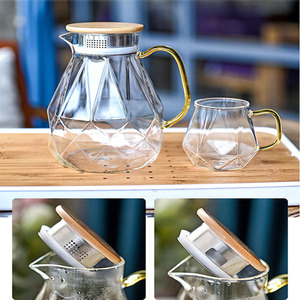<span class=keywords><strong>Carafe</strong></span> en verre sans plomb ni chrome à motif losanges, avec poignée, grande capacité, style moderne, idéale pour les fêtes - Product Image 6