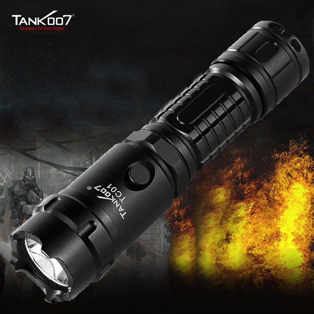 Tank007 High Power LED Flashlight 1000 Lumens Rechargeable Explosion-Proof Emergency Tactical Torch Light for Outdoor