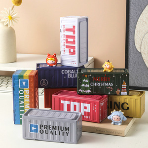 Container Display Box Miniature Model Ornament Stackable Tin Storage Box Scene Decoration Rectangle Shape With Lid - Product Image 4