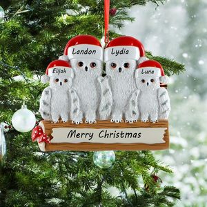 Ornamento natalizio per famiglia di 4 persone 2027 |   <span class=keywords><strong>Gufo</strong></span> Personalizzato - Product Image 1