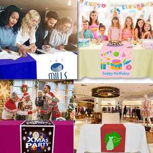 Chemin de table imperméable en polyester avec impression numérique/sublimation, logo personnalisé pour la publicité d'entreprise, les salons artisanaux - Product Image 2