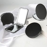 Vente en gros Miroir de maquillage mignon fait à la main personnalisé Miroir de marque privée Mini miroirs PU pliants double face avec logo personnalisé
