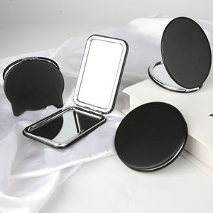 Espejo de maquillaje bonito al por mayor espejo de etiqueta privada personalizado hecho a mano mini espejos plegables de doble cara de PU con logotipo personalizado - Product Image 3