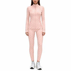Women's Dot Jacquard Seamless Sportswear Set Long Sleeve Fitness <b>Jacket</b> High Waist Yoga Leggings <b>Workout</b> Clothes - Product Image 6