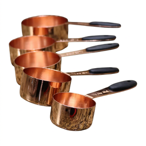 Ensemble de tasses et cuillères à mesurer écologiques en cuivre pour la cuisine - Outils élégants et précis pour la pâtisserie et la cuisine - Préparation précise - Lavage à la main uniquement - Product Image 1