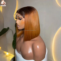Perruque Lace Front Sans Colle en Cheveux Humains Vierges Vietnamiens Bruts, Non Traités, Alignés dans le Sens des Cuticules, Densité Maximale, Grade 15A, Blond Miel Ombré