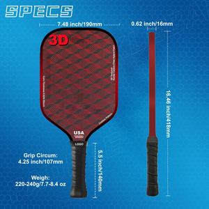 ไม้พายพิคเคิลบอล 3 มิติ ผิวสัมผัสแบบเคฟลาร์ คาร์บอนไฟเบอร์ ผสมผสาน รุ่น GEN 3 GEN4 แกนรังผึ้ง PP ขึ้นรูปด้วยความร้อน - Product Image 6