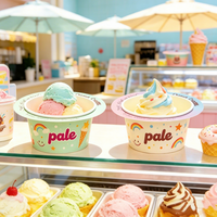 Gobelet en papier de 6 oz pour desserts, yaourts et glaces, avec impression personnalisée, pour vente à emporter, type 'Go Ice Cream Cup' et 'Gobelet en papier pour emporter'