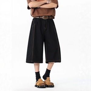 Pantalones Cortos de Mezclilla Vintage para <span class=keywords><strong>Hombre</strong></span>, Lavados, Holgados, de Pierna Ancha, Casuales, de Siete Puntos, Rectos, con Opción de Impresión de Logotipo Personalizado - Product Image 6