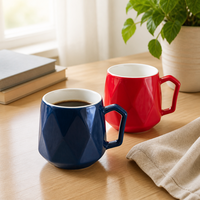 Mug à café personnalisé 375 ml, impression de logo sur mesure, glaçure à facettes diamantées, vente en gros pour hôtel, café, bureau, cadeau promotionnel