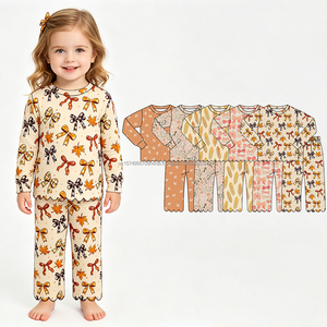 Conjuntos de Pijamas para Niñas con Lazos Naranjas y Negros, Ropa al por Mayor para Hermanas, Ropa de Moda Infantil a Precio de Fábrica - Product Image 5