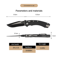 Couteau pliant Bochen à manche en plastique, acier 3Cr13 noir, couteau EDC, couteau de chasse et de survie en plein air, couteau de poche portable