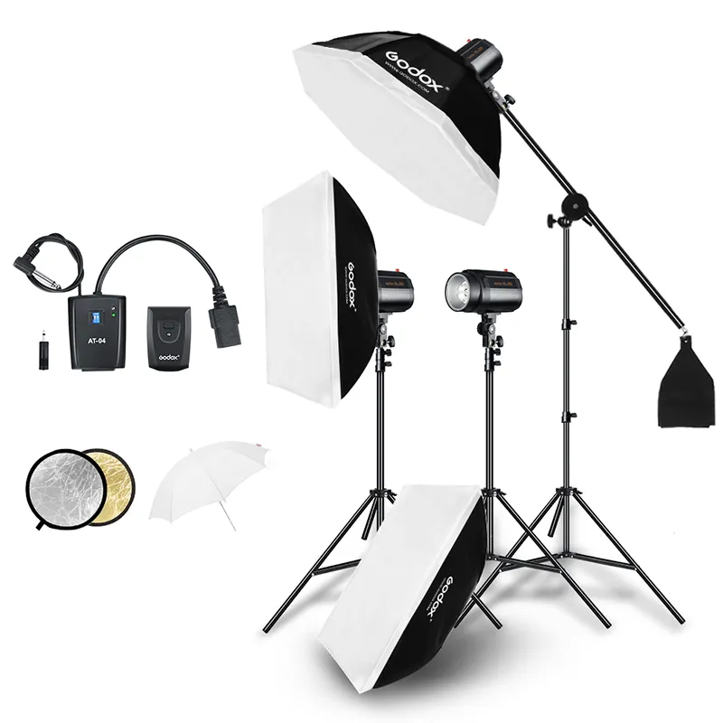 Godox 600Ws Strobe Studio Flash işık seti 3 adet 200Ws fotoğraf aydınlatma Strobe, hafif standları, tetikleyiciler, yumuşak kutu