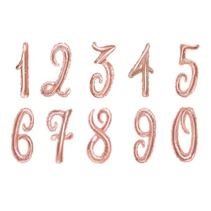 New Color Rose Gold Script Number Balloon Digital Balloon Number Mylar Balloon