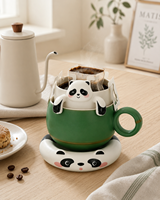 Tasse à thé en céramique Panda avec filtre de séparation de l'eau, compatible lave-vaisselle et micro-ondes, design moderne et minimaliste pour usage au bureau