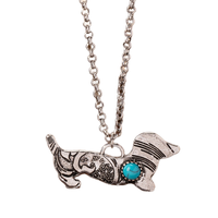 Été Hiver Vintage Western Stone Blue Turquoise Decorated Western Pet Dog Pendant Necklace for Gift Jewelry