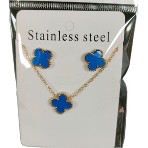 Set di Gioielli Quadrifoglio Portafortuna, Bracciale con Cinque Fiori, Collana per Clavicola, <span class=keywords><strong>Orecchini</strong></span> Abbinati, Gioielli da Donna - Product Image 5