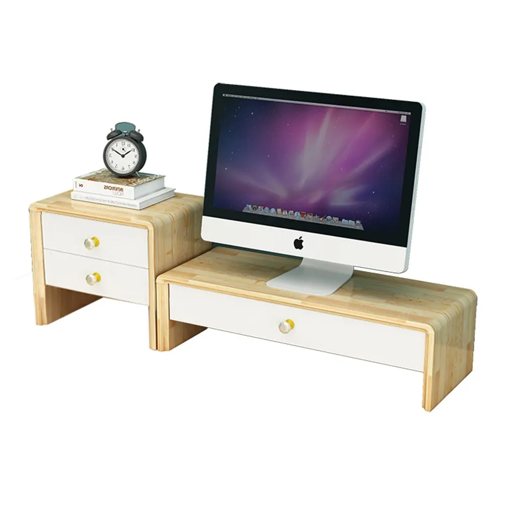 DIY Schreibtisch Holz Monitor Riser Stand Regal mit 3 Schubladen Tastatur Speicher Organizer für Computer, Laptop, Schreibtisch, iMac, umwelt freundlich