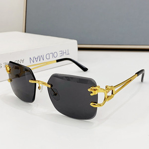 Frameless Chamfered Sunglasses Metal Frame UV400 Unisex High End <b>Eyewear</b> For Women - Product Image 1