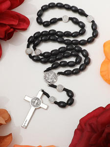 Chapelet catholique en bois avec perles, croix, Jésus, saint, christianisme, cadeau pour Pâques, église - Product Image 6