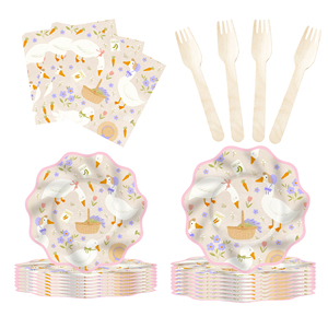 ชุดจานชามลายสัตว์น่ารัก DAMAI สำหรับตกแต่งงานวันเกิดเด็ก ลายห่าน จานกระดาษ ผ้าเช็ดปาก แก้วน้ำ สำหรับงานปาร์ตี้เด็ก - Product Image 2