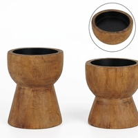 Porte-bougie en bois rustique fait à la main, support de bougie rond, décoration de table pour la décoration de la maison