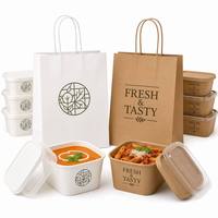 Boîtes à lunch en papier kraft recyclables personnalisées en gros avec couvercle en plastique pour la restauration rapide à emporter, forme rectangulaire, logo personnalisé numérique