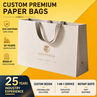 Sacs en papier personnalisés de qualité supérieure avec logo, sacs de shopping en kraft blanc mat de luxe, emballages cadeaux et de vente au détail en gros
