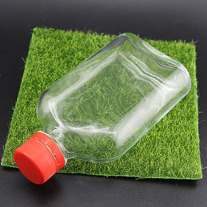 200ml l Empty <strong>Flat</strong> Wine Whiskey Flask Glass <strong>Bottle</strong> for Liquor Cold Brew Coffee Milk Tea Plastic anti-theft Lid - Product Image 2