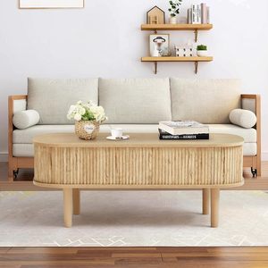 <span class=keywords><strong>Table</strong></span> <span class=keywords><strong>basse</strong></span> à plateau relevable cannelé avec compartiment caché, <span class=keywords><strong>table</strong></span> centrale en bois assemblée - Product Image 5
