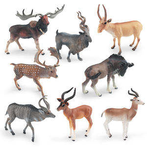 Modèle de <span class=keywords><strong>faune</strong></span> de simulation : Wildebeest, Antilope, Serval de montagne, Chèvre à cornes torsadées, Cerf faule mâle, Décoration de table - Product Image 1