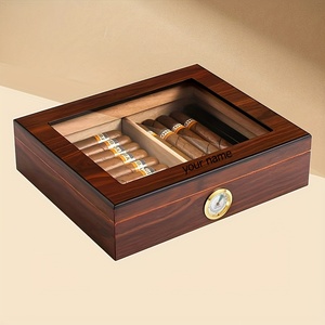 Boîte à cigares en bois personnalisée, grande capacité, en cèdre, portable, style européen, étui à cigarettes cubaines, boîte en bois portable - Product Image 1