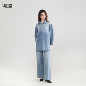 Nouvel Ensemble Pantalon Élégant Deux Pièces en Jean Style Décontracté de <span class=keywords><strong>2025</strong></span>, Tenue Musulmane Modeste pour Femme - Product Image 5