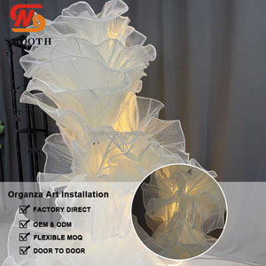 ฉากหลังงานแต่งงานแบบเรียบหรู ดอกไม้ยักษ์ทำจากกระดาษไหมออร์แกนซ่า งานศิลปะตกแต่งงานแต่งงาน ของประดับตกแต่งงานอีเว้นท์ ฉากหลังเวที - Product Image 2