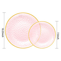 Assiette de présentation en plastique martelé à bord doré de luxe, 19 cm et 26 cm, colorée et transparente, pour décoration de mariage et événements, plateau de service