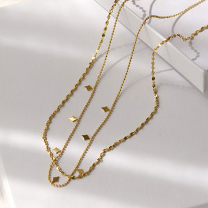 Collar Doble de Acero Inoxidable con Logotipo Personalizado, Resistente al Deslustre, Impermeable, Chapado en Oro de 18k, para Mujer - Product Image 5
