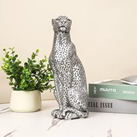 Statue de Cheetah en résine, grande Sculpture de léopard, décoration pour la maison et le bureau, en Or ou argent