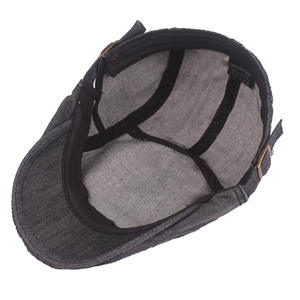 Boina de algodón puro ajustable para <span class=keywords><strong>hombre</strong></span>, <span class=keywords><strong>sombrero</strong></span> de vendedor de periódicos de ala plana, estilo <span class=keywords><strong>vaquero</strong></span> occidental clásico para primavera y verano, diseño de personaje informal - Product Image 4