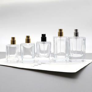 Crystal White <b>Glass</b> Perfume Bottle 50ml 30ml Spray and 100ml <b>Square</b> Empty Bottle with Crown Cap for Diffuser and Packaging - Product Image 4