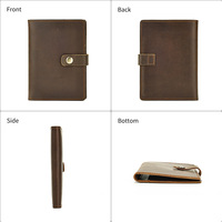 Portefeuille vintage en cuir véritable Crazy Horse, fin et mince, avec blocage RFID, porte-passeport multifonctionnel, porte-cartes de voyage