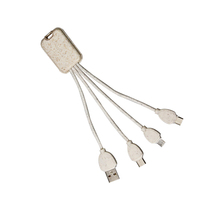 Populer gadget terdegradasi elektronik kabel Promosi 3 in 1 bentuk persegi panjang jerami gandum Gantungan Kunci Usb pengisian kabel Hadiah