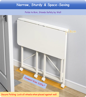 Table pliante roulante avec roues verrouillables, table en bois peu encombrante pour la cuisine ou le bureau, taille compacte, facile à déplacer