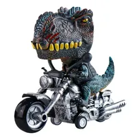 Sculpture en résine de moto dinosaure drôle Offre Spéciale, texture de peau réaliste avec motif vert, décor de bureau à domicile pour les joueurs