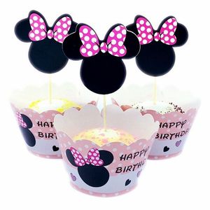 Adornos de <span class=keywords><strong>Minnie</strong></span> para pastel y magdalenas, adornos de primer cumpleaños, 12 Uds. - Product Image 1