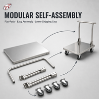Chariot utilitaire pliable en acier inoxydable 304, chariot de service pour cuisine commerciale, emballage plat, assemblage modulaire