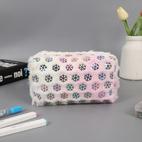 Sac de Cosmétiques Personnalisé en Peluche Grande Demi-Lune avec Fermeture Éclair, Doux, avec Logo Personnalisé et Paillettes, pour Rangement de Maquillage