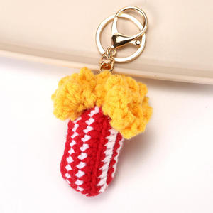 Creative Knitted Burger <b>Coke</b> Coffee Keychain Pendant Cute French Fries Ice Cream Plush Keychain Bag <b>Accessories</b> Wholesale - Product Image 4