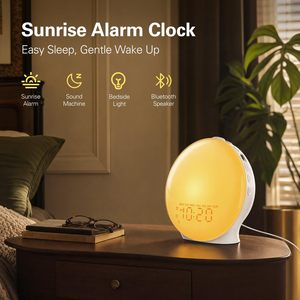 New Smart Wake up Light Sunrise Alarm Clock for Kids Adults Bedroom RGB Decor Night Light with Simulation <b>Speaker</b> - Product Image 6