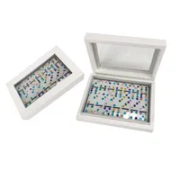 Venta al por mayor dominó Doble 6 conjunto de caja de cuero de juego de dominó conjunto